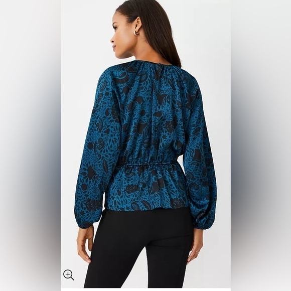 Ann Taylor Floral Cinched Waist Top MP - Picture 2 of 6